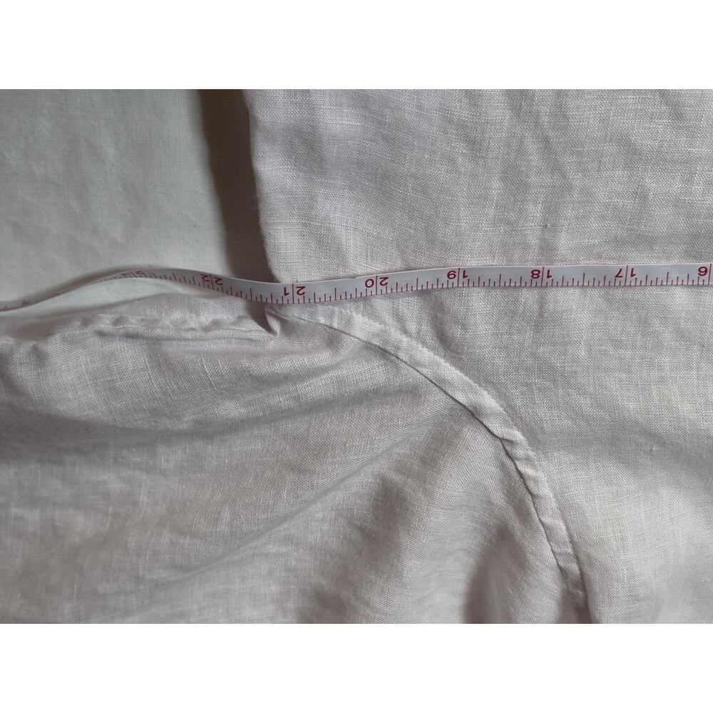 Chico's White 100% Linen Tie Front Button Up Shirt Women's Size 2 No Iron - Picture 6 of 7